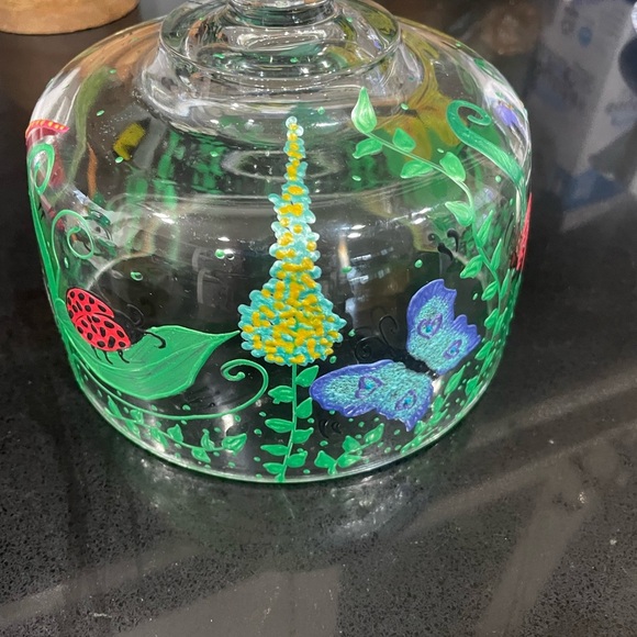 Hand-Painted Glass Cloche with Butterfly and Ladybug Accents - Picture 5 of 7